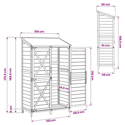 Tuinschuur Bruin 106 x 56 x 176,5 cm Bewerkt hout