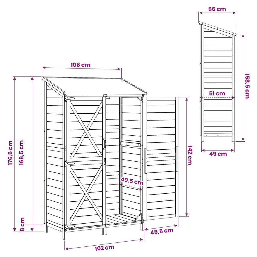 Tuinschuur Bruin 106 x 56 x 176,5 cm Bewerkt hout
