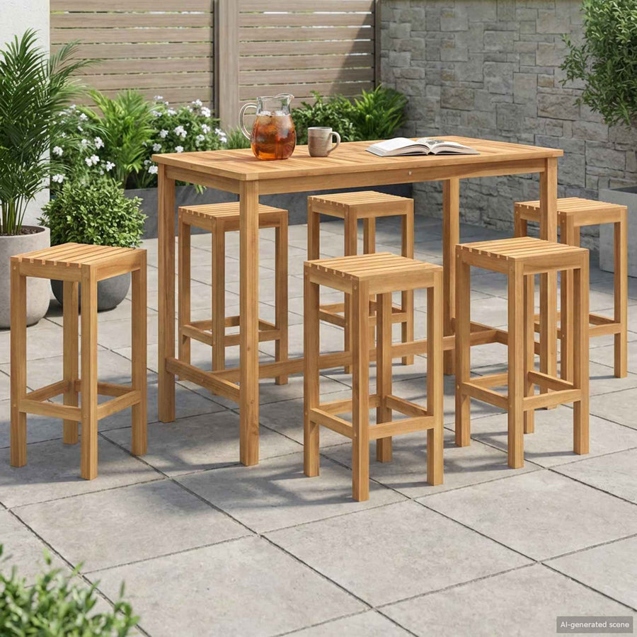 Buitenbarset 7 pcs Onbehandeld Massief Teakhout