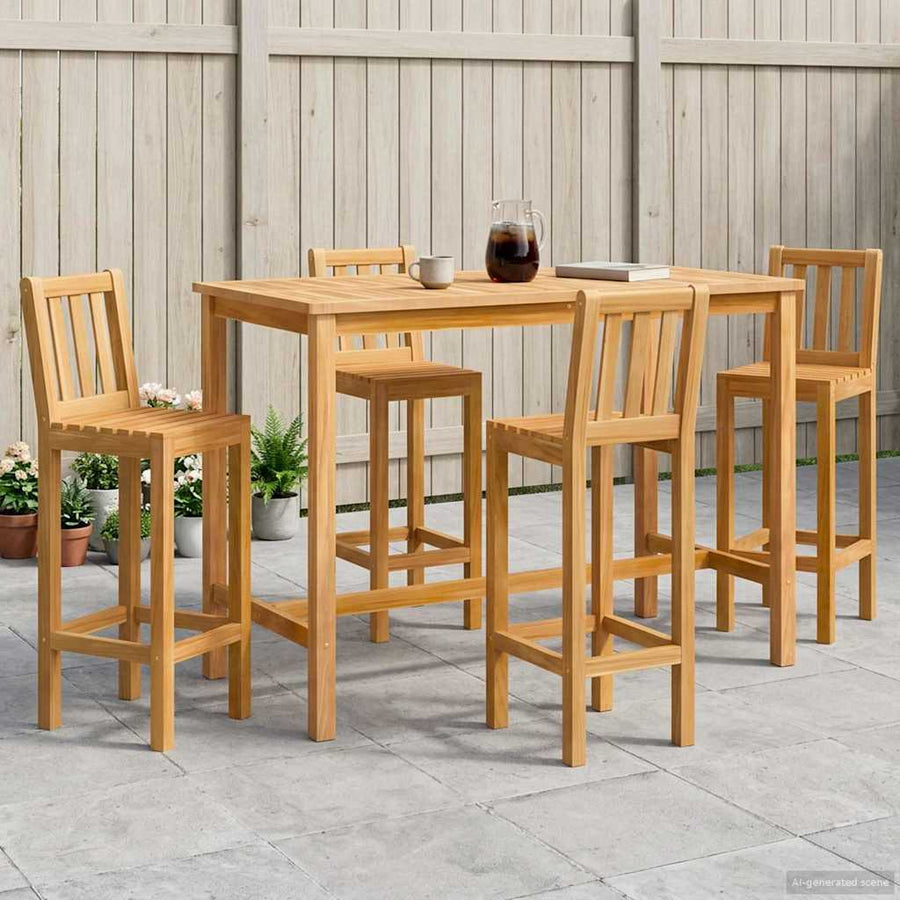Buitenbarset 5 pcs Naturel Massief Teakhout