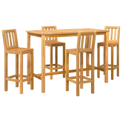 Buitenbarset 5 pcs Naturel Massief Teakhout