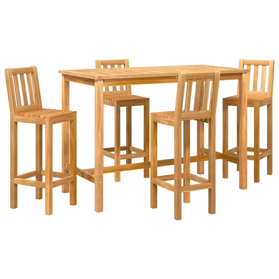 Buitenbarset 5 pcs Naturel Massief Teakhout