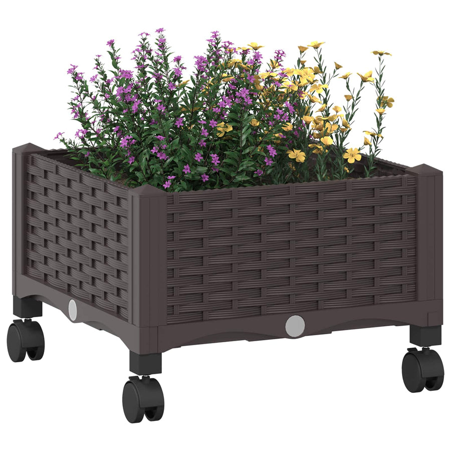 Tuinschaal met wielen Bruin 40 x 40 x 29 cm PP