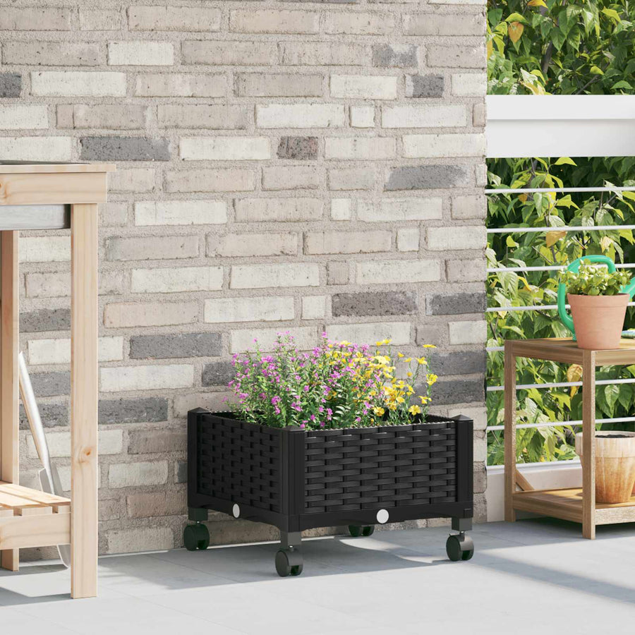 Tuinschaal met wielen Zwart 40 x 40 x 29 cm PP