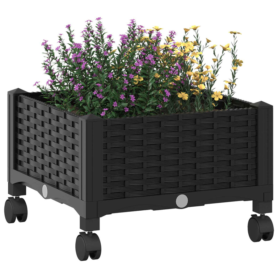 Tuinschaal met wielen Zwart 40 x 40 x 29 cm PP
