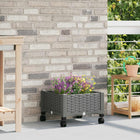 Tuinplanter verhoogd 40x40x33 cm lichtgrijs met wielen PP