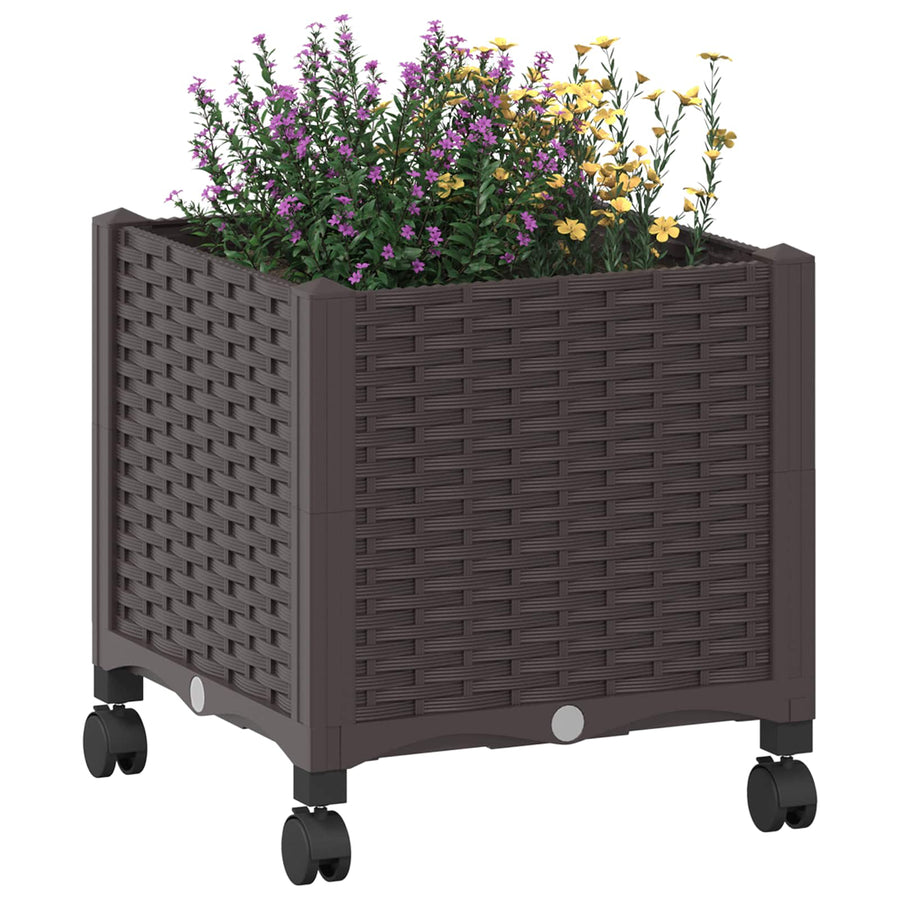 Tuinschaal met wielen Bruin 40 x 40 x 44 cm PP