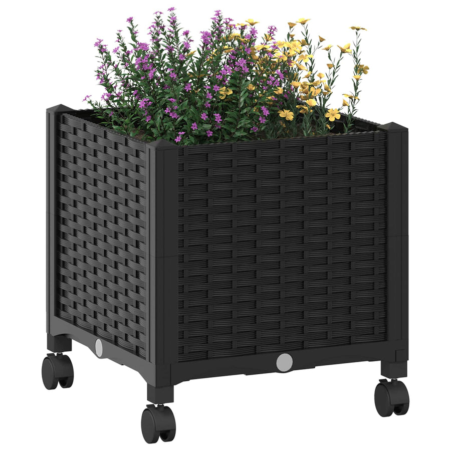 Tuinschaal met wielen Zwart 40 x 40 x 44 cm PP