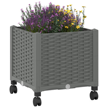 Tuinschaal met wielen Lichtgrijs 40 x 40 x 48 cm PP