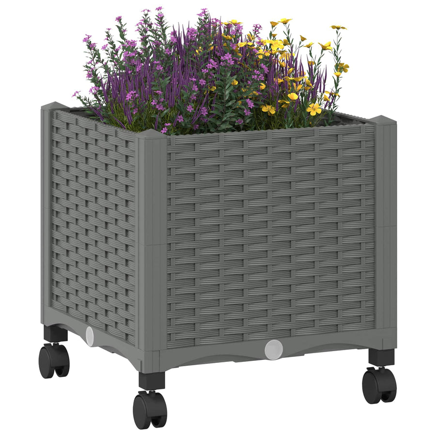 Tuinschaal met wielen Lichtgrijs 40 x 40 x 48 cm PP