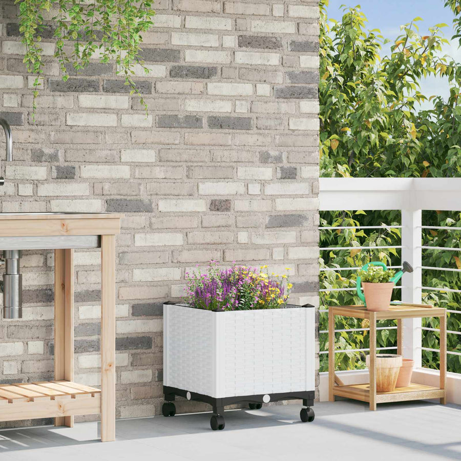 Tuinschaal met wielen Wit 40 x 40 x 48 cm PP