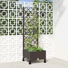 Tuinplantbak met schutting en wielen bruin 40x40x131,5 cm