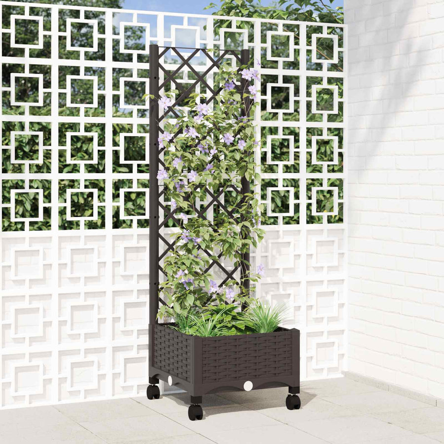 Tuinplantbak met schutting en wielen Bruin 40 x 40 x 131,5 cm