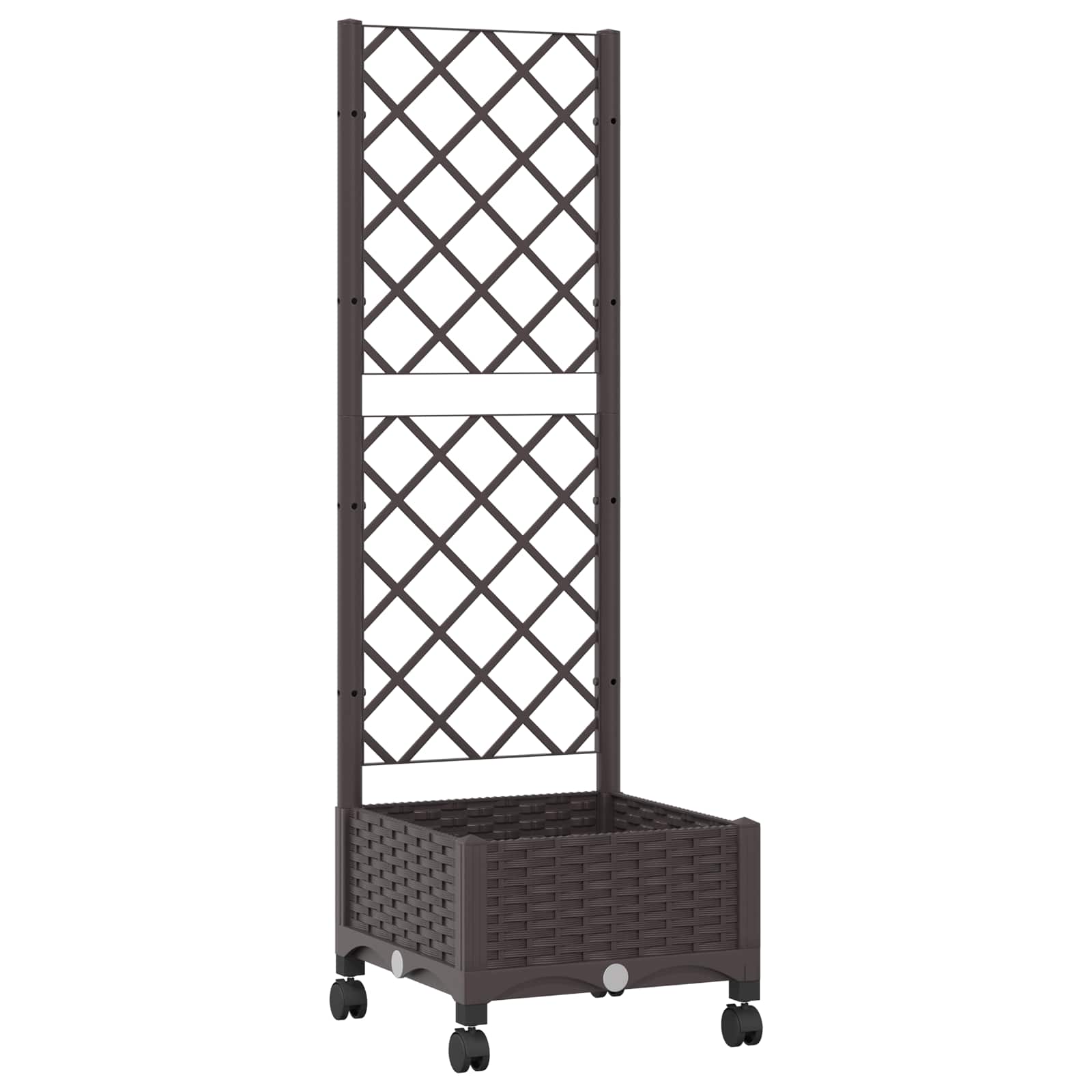 Tuinplantbak met schutting en wielen Bruin 40 x 40 x 131,5 cm