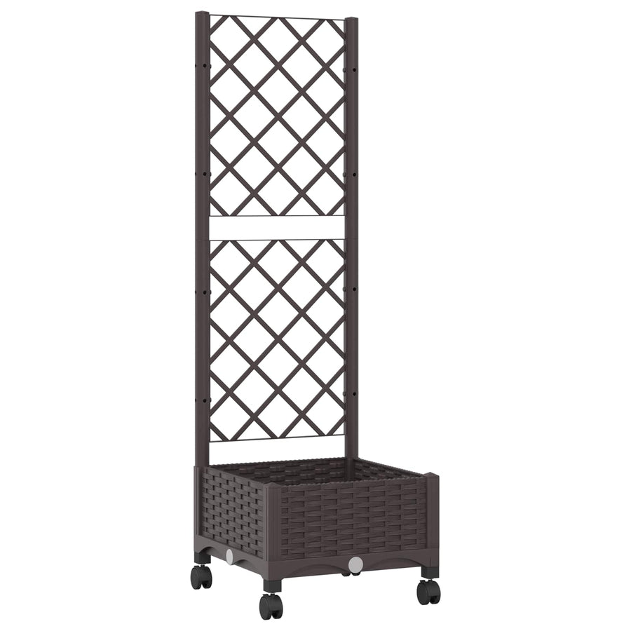 Tuinplantbak met schutting en wielen Bruin 40 x 40 x 131,5 cm