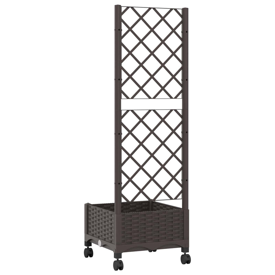Tuinplantbak met schutting en wielen Bruin 40 x 40 x 131,5 cm