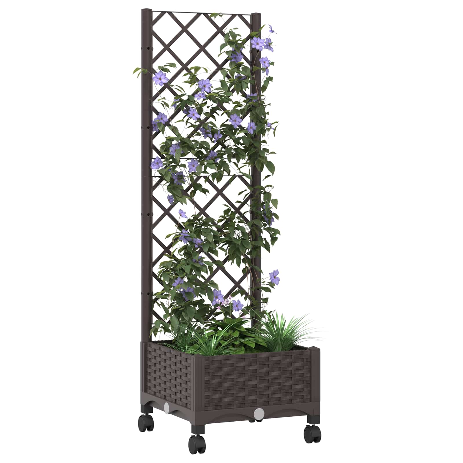 Tuinplantbak met schutting en wielen Bruin 40 x 40 x 131,5 cm