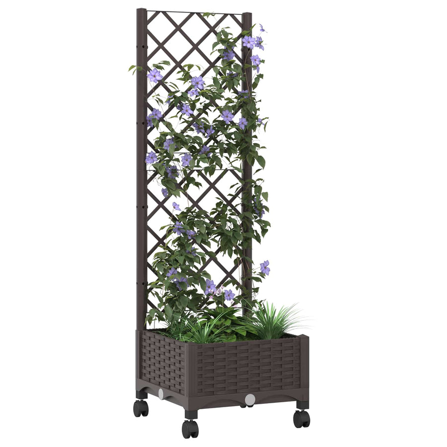 Tuinplantbak met schutting en wielen Bruin 40 x 40 x 131,5 cm
