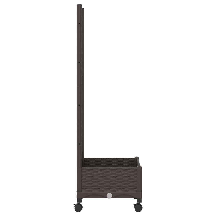 Tuinplantbak met schutting en wielen Bruin 40 x 40 x 131,5 cm
