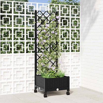 Tuinplantbak met schutting en wielen Zwart 40 x 40 x 131,5 cm