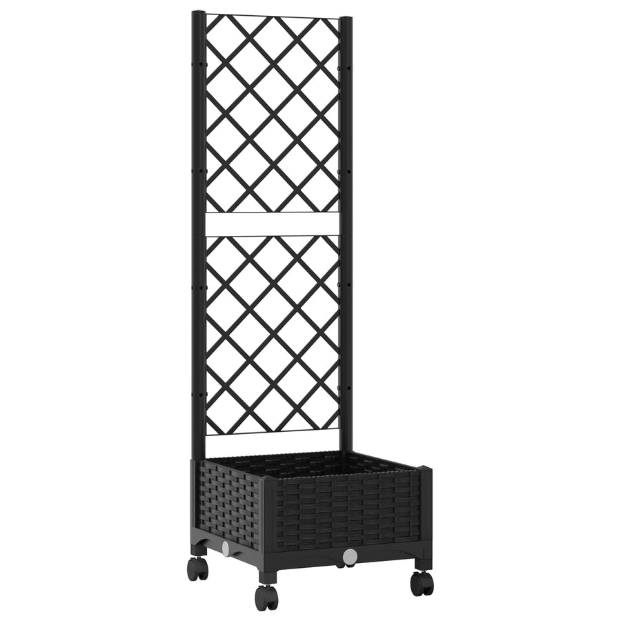 Tuinplantbak met schutting en wielen Zwart 40 x 40 x 131,5 cm