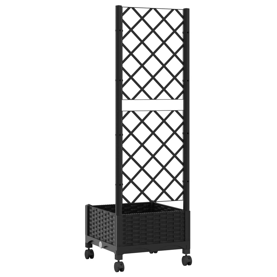 Tuinplantbak met schutting en wielen Zwart 40 x 40 x 131,5 cm