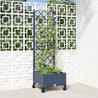 Plantenbak met schutting en wielen 40x40x131,5 cm blauw grijs