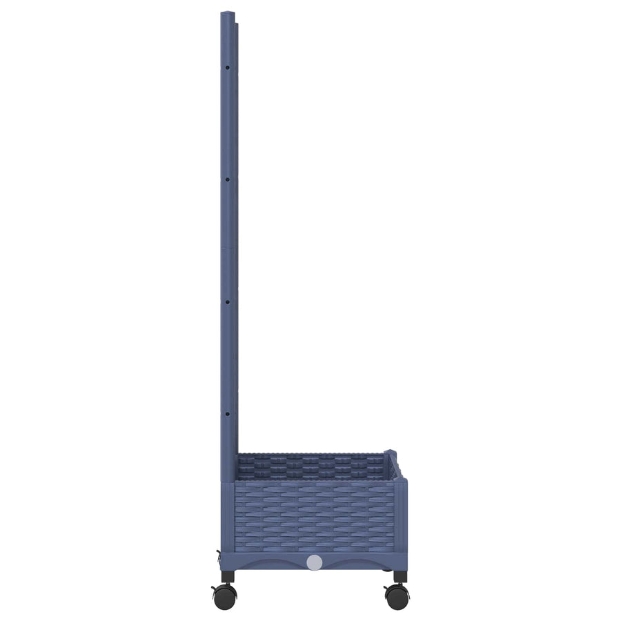 Tuinplantbak met schutting en wielen Blauw Grijs PP