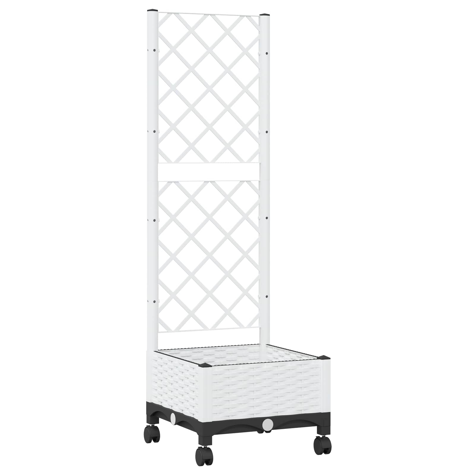 Tuinplantbak met schutting en wielen Wit 40 x 40 x 131,5 cm PP
