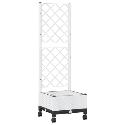 Tuinplantbak met schutting en wielen Wit 40 x 40 x 131,5 cm PP