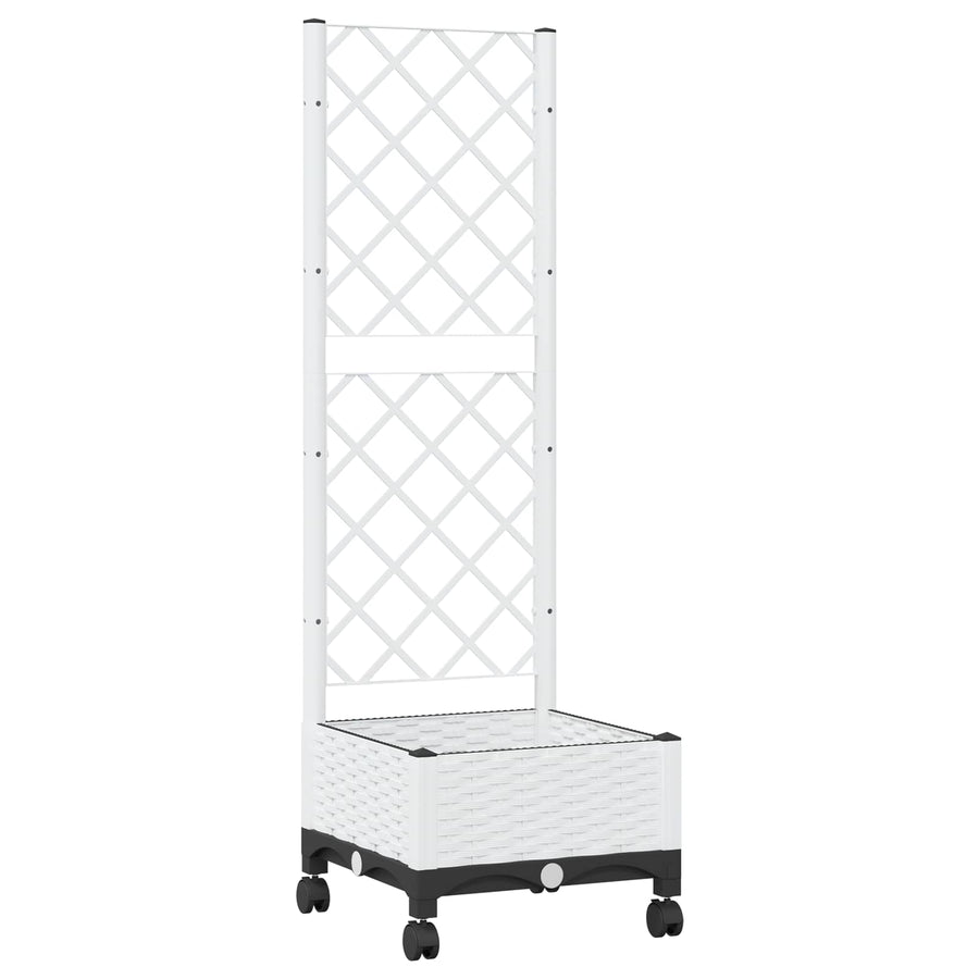 Tuinplantbak met schutting en wielen Wit 40 x 40 x 131,5 cm PP