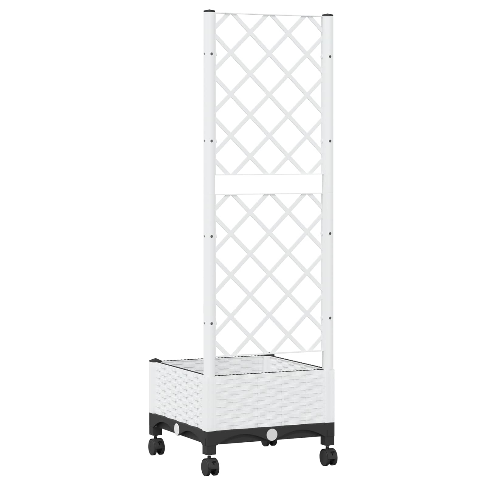 Tuinplantbak met schutting en wielen Wit 40 x 40 x 131,5 cm PP