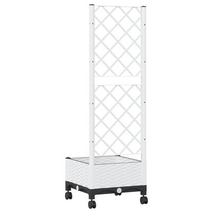 Tuinplantbak met schutting en wielen Wit 40 x 40 x 131,5 cm PP