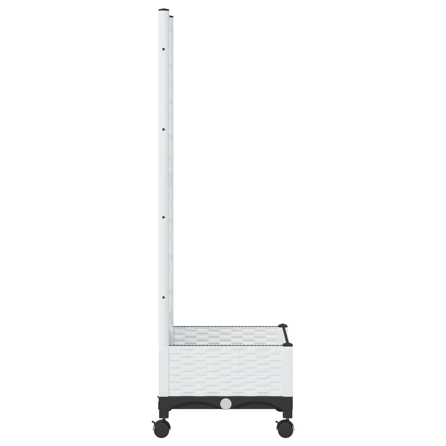 Tuinplantbak met schutting en wielen Wit 40 x 40 x 131,5 cm PP