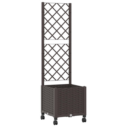 Tuinplantbak met schutting en wielen Bruin 40 x 40 x 146 cm PP