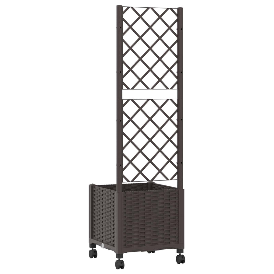 Tuinplantbak met schutting en wielen Bruin 40 x 40 x 146 cm PP