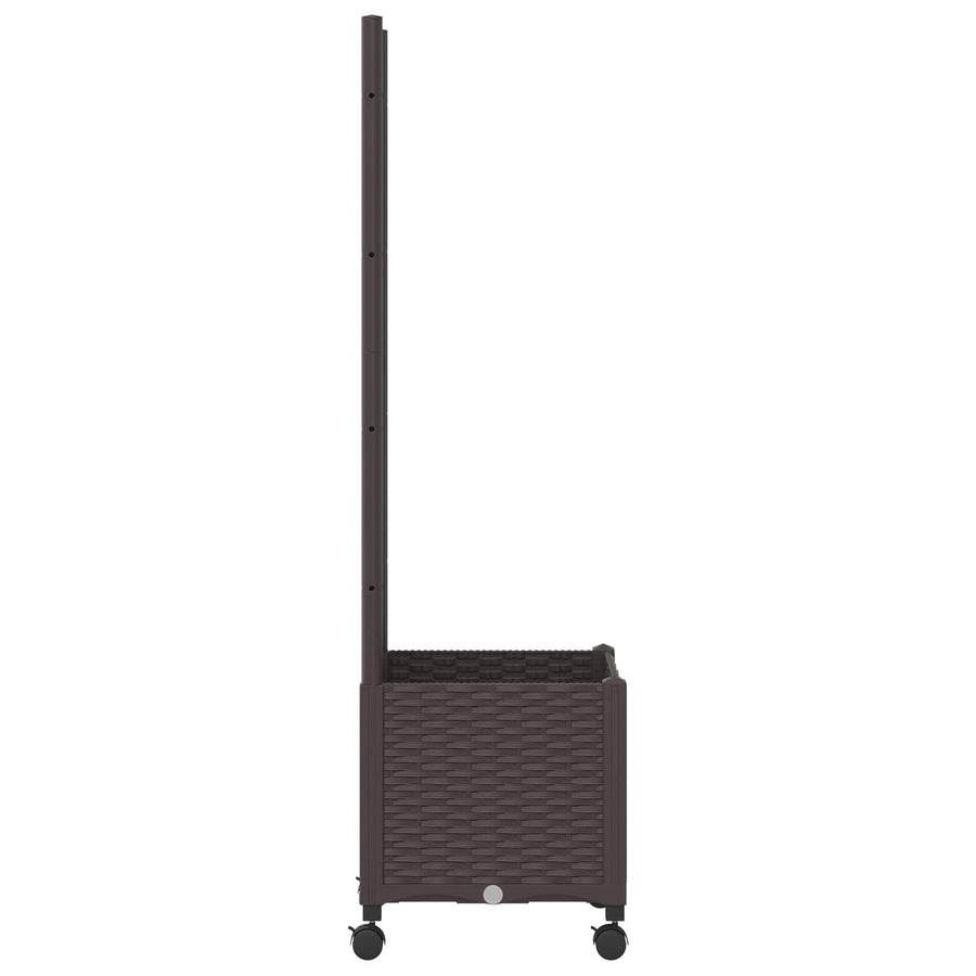 Tuinplantbak met schutting en wielen Bruin 40 x 40 x 146 cm PP