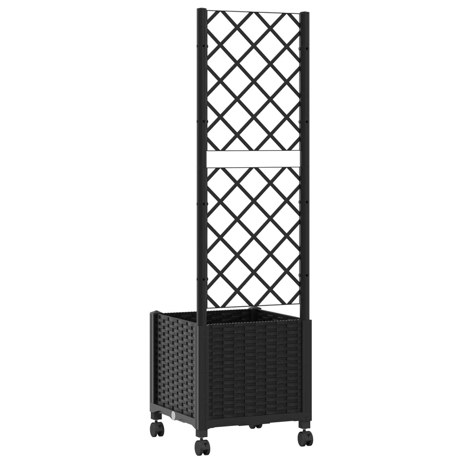 Tuinplantbak met schutting en wielen Zwart 40 x 40 x 146 cm PP