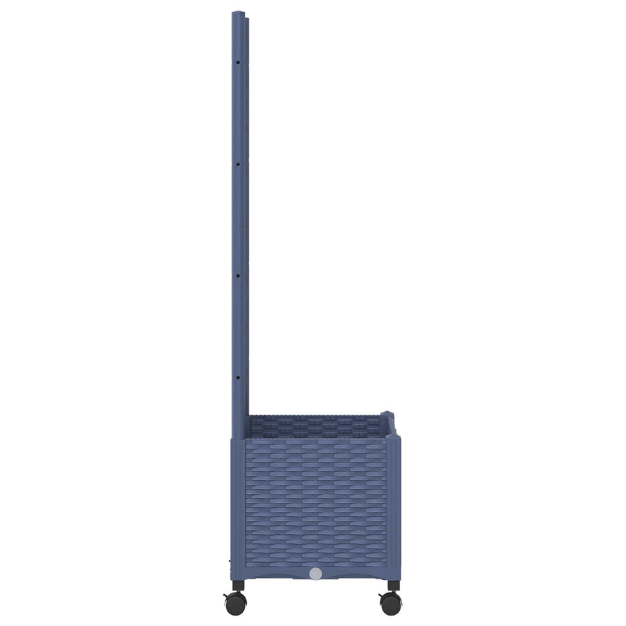 Tuinplantbak met schutting en wielen Blauw Grijs PP
