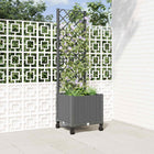 Plantenbak met schutting en wielen 40x40x146 cm lichtgrijs