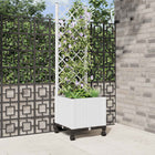 Plantenbak met klimrek en wielen 40x40x146 cm wit