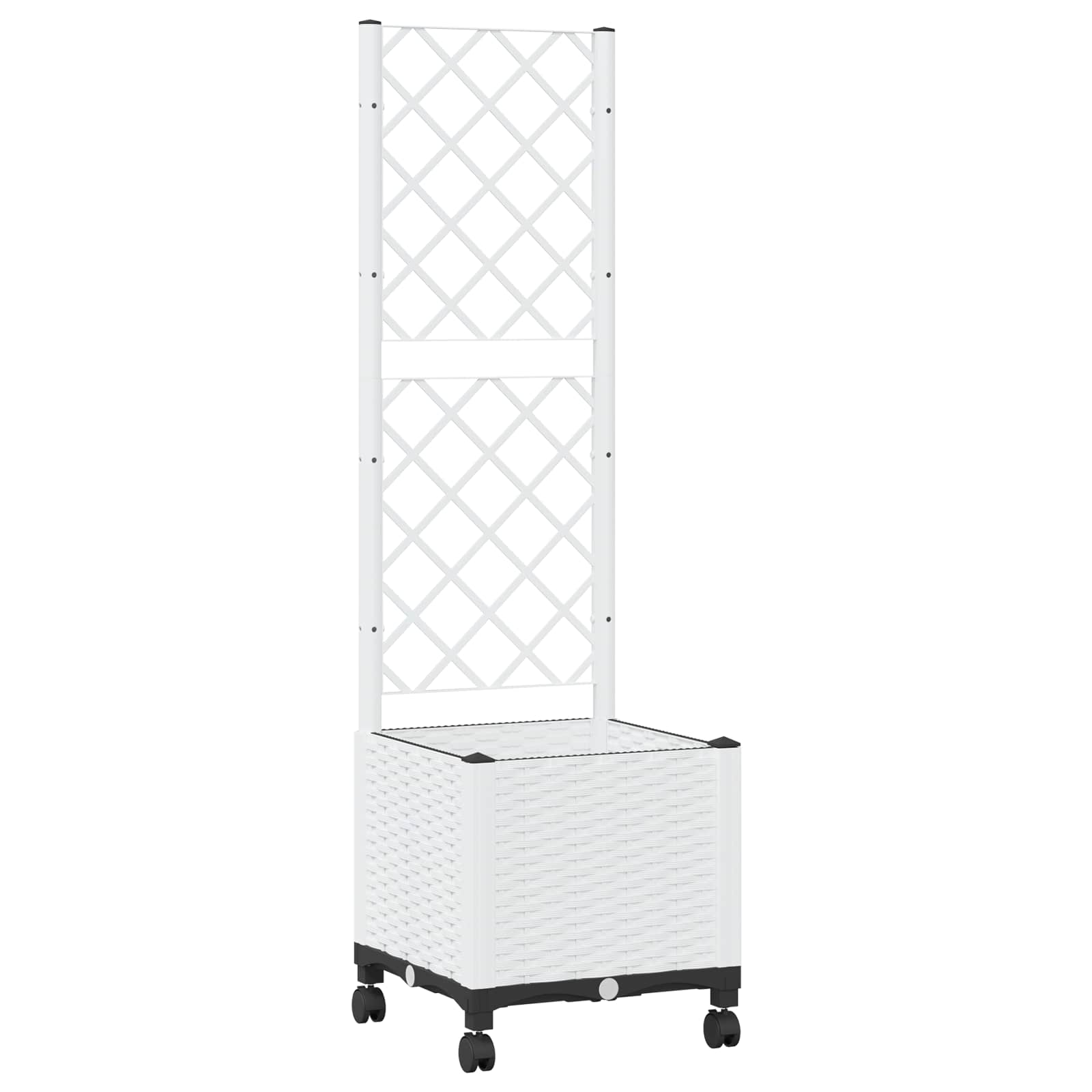 Tuinplantbak met schutting en wielen Wit 40 x 40 x 146 cm PP