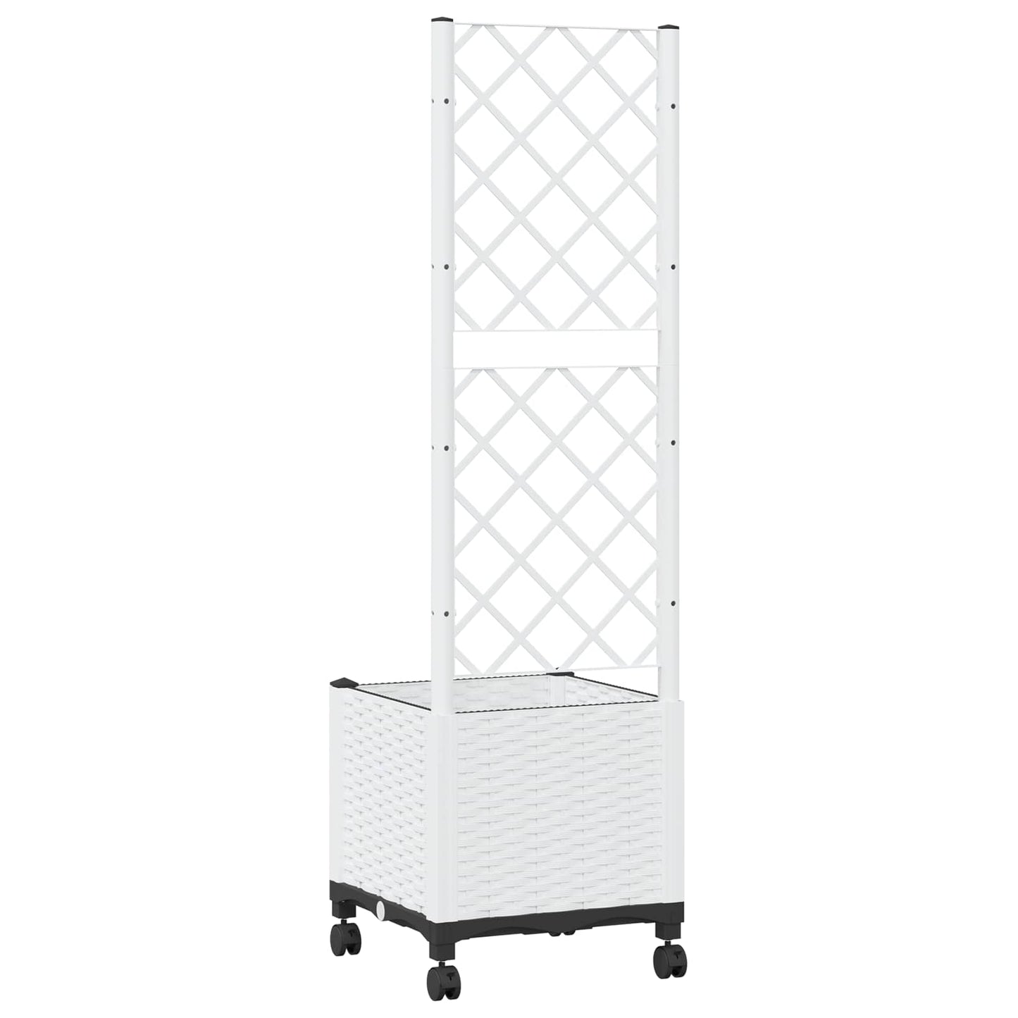 Tuinplantbak met schutting en wielen Wit 40 x 40 x 146 cm PP