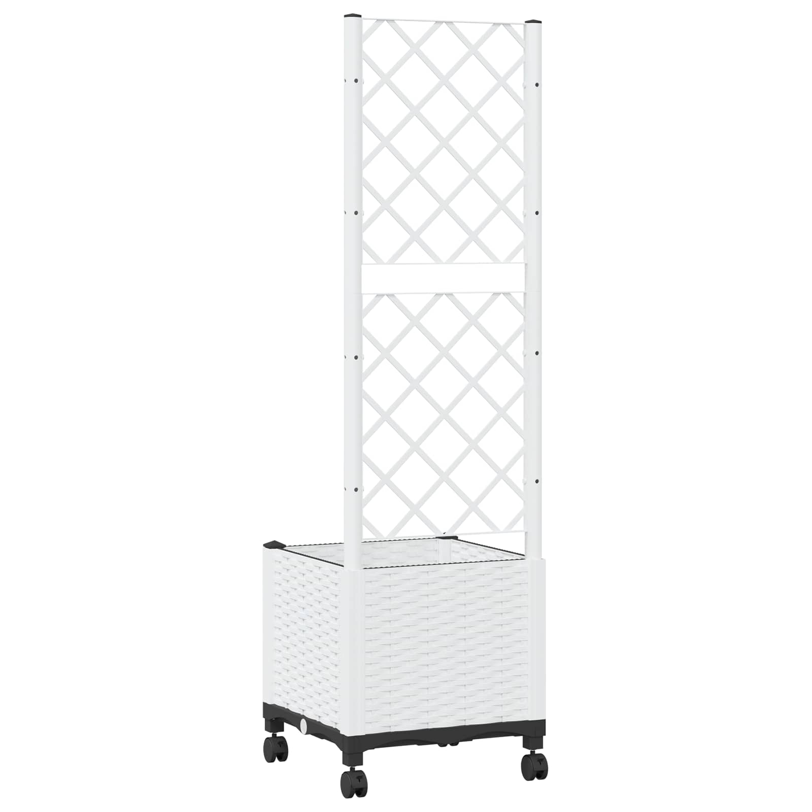 Tuinplantbak met schutting en wielen Wit 40 x 40 x 146 cm PP