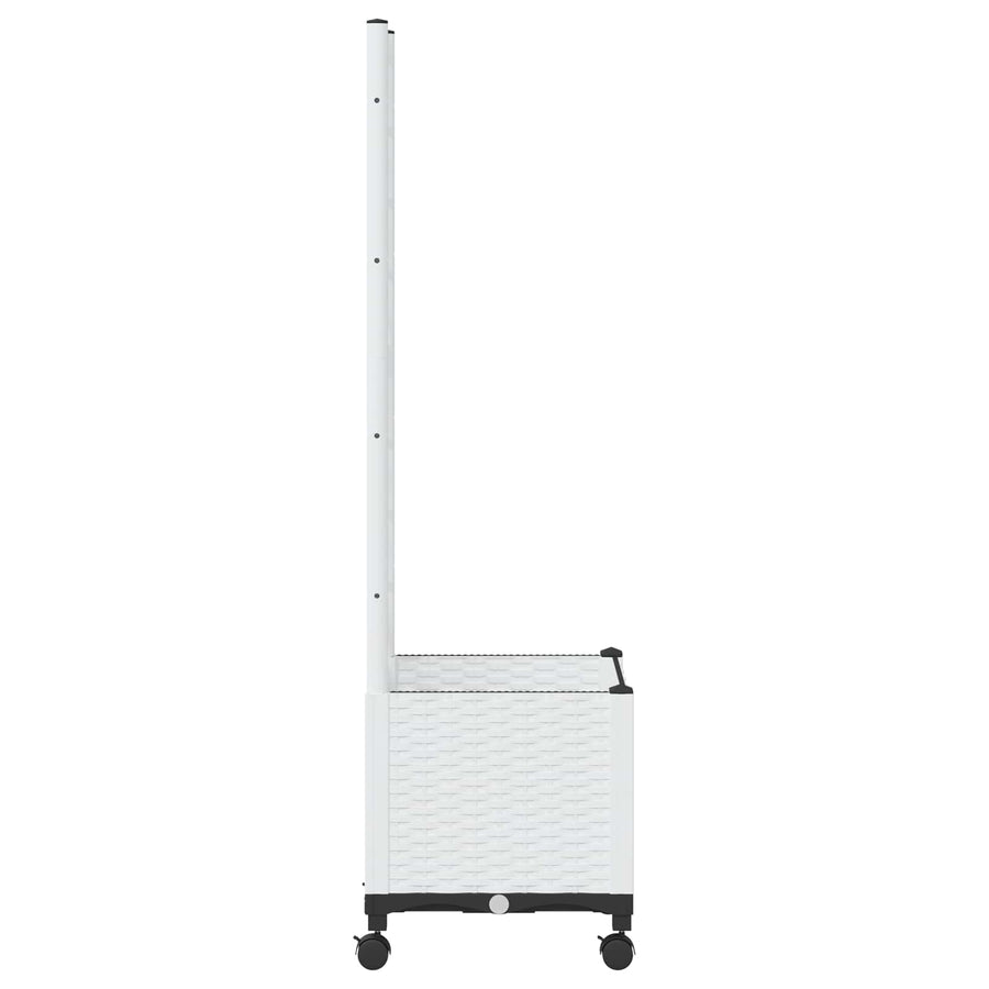 Tuinplantbak met schutting en wielen Wit 40 x 40 x 146 cm PP
