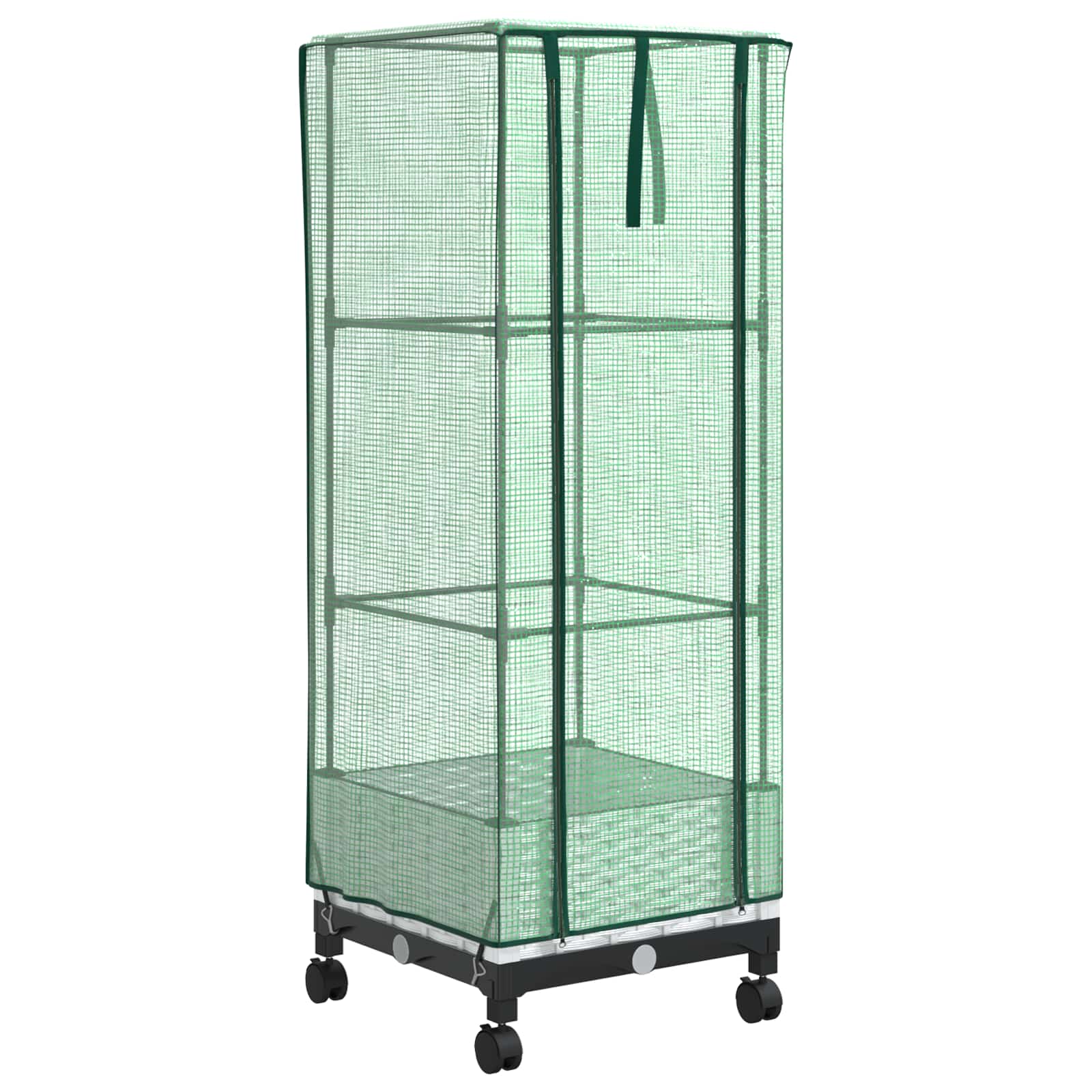 Tuinplantenbak met Kasbedekking en Wielen Wit 40 x 40 x 129 cm