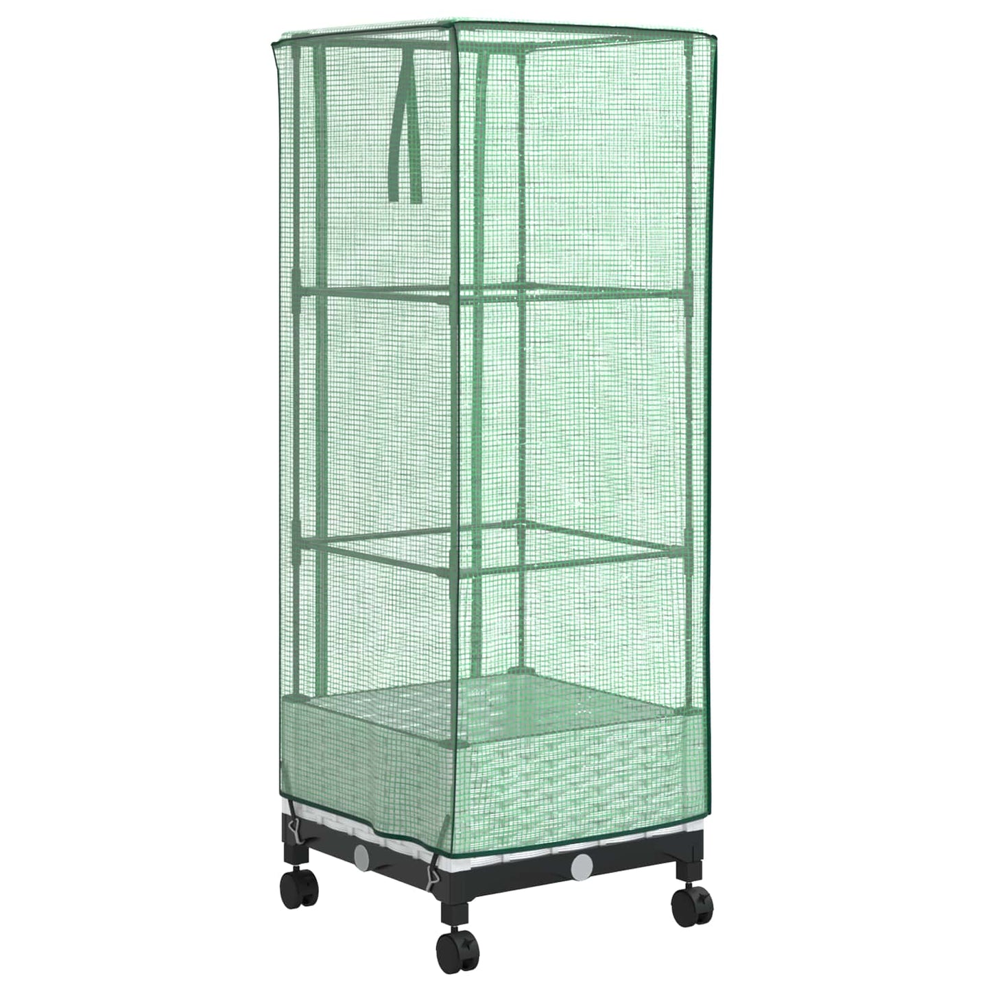 Tuinplantenbak met Kasbedekking en Wielen Wit 40 x 40 x 129 cm
