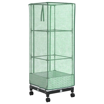 Tuinplantenbak met Kasbedekking en Wielen Wit 40 x 40 x 129 cm