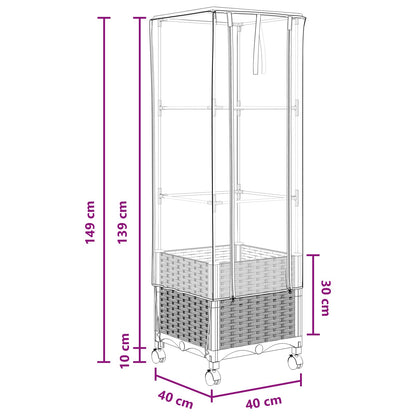 Tuinplantenbak met Kasbedekking en Wielen Wit 40 x 40 x 145 cm