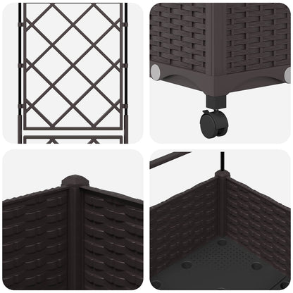 Tuinplantbak met schutting en wielen Bruin 40 x 40 x 131,5 cm